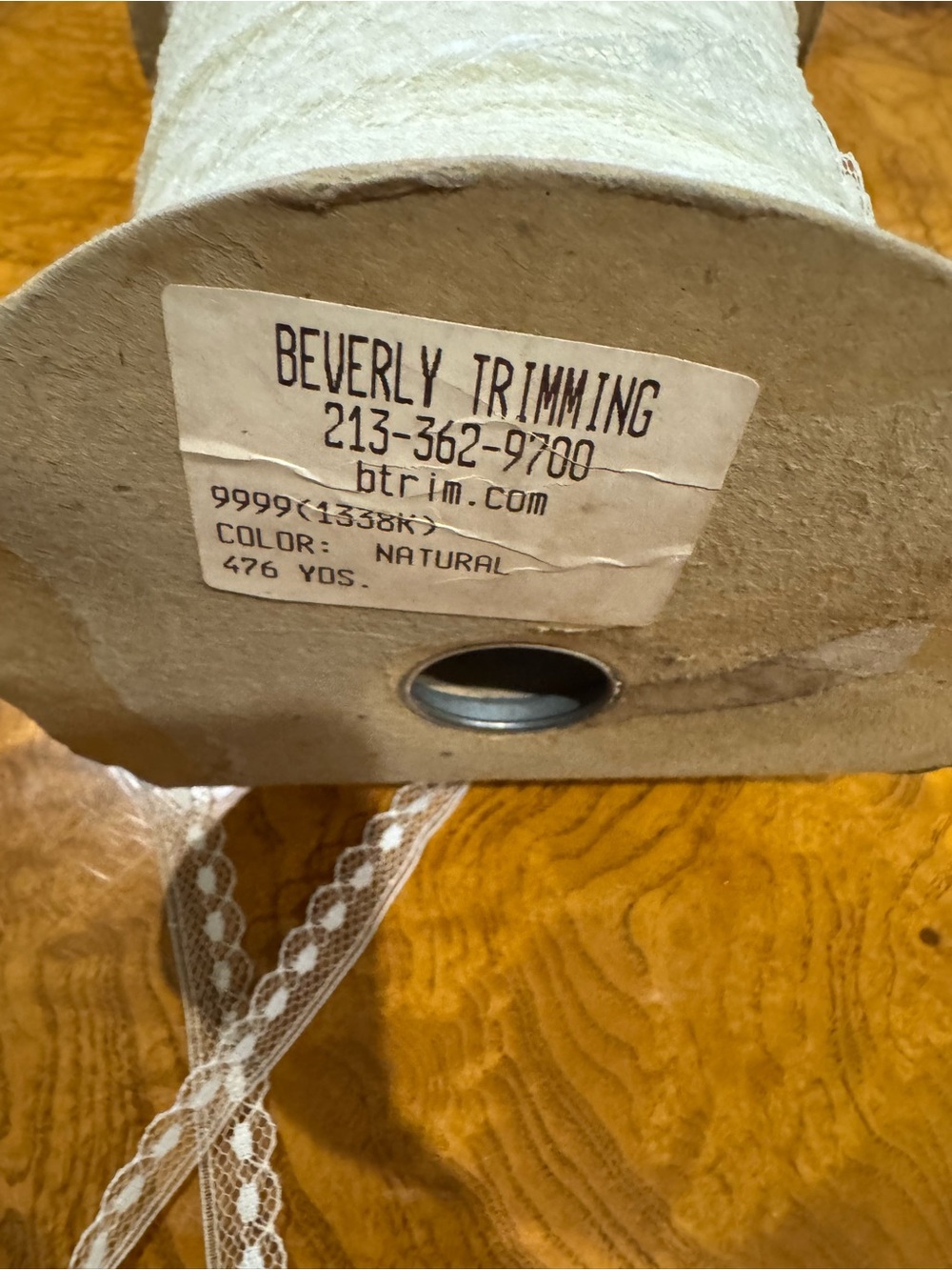 Ivory Decorative Lace Trim Ribbon - Rolled Spool - Picture 3 of 3